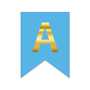 Літера А на прапорці 16*12 см для індівідуальних написів Блакитний та золото