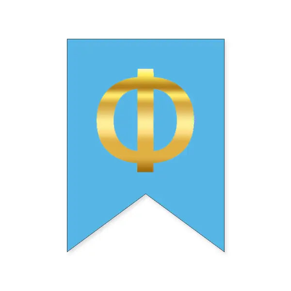 Літера Ф на прапорці 16*12 см для індівідуальних написів Блакитний та золото