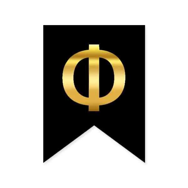 Літера Ф на прапорці 16*12 см для індивідуальних написів Чорний та золото