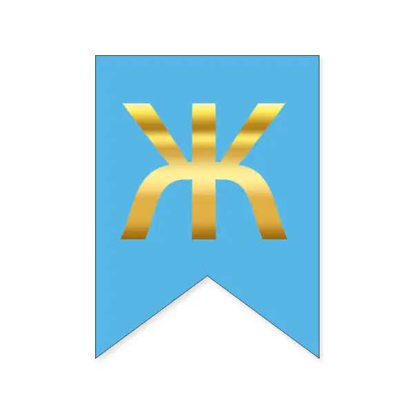 Літера Ж на прапорці 16*12 см для індівідуальних написів Блакитний та золото