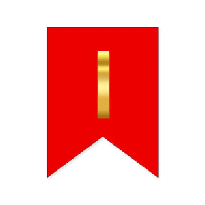 Літера І на прапорці 16*12 см для індивідуальних написів Червоний і золото