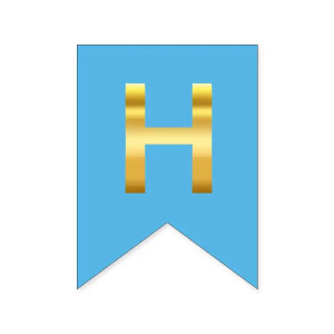 Літера Н на прапорці 16*12 см для індівідуальних написів Блакитний та золото