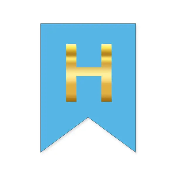 Літера Н на прапорці 16*12 см для індівідуальних написів Блакитний та золото