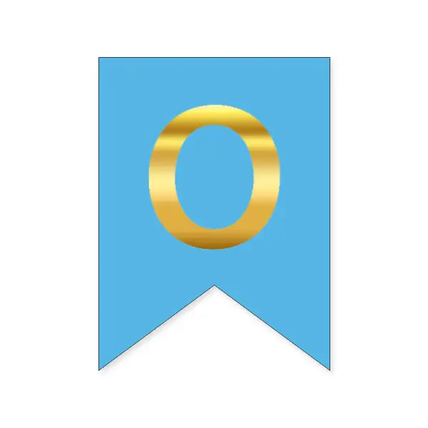 Літера О на прапорці 16*12 см для індівідуальних написів Блакитний та золото