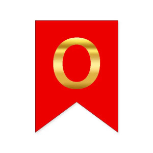 Літера О на прапорці 16*12 см для індивідуальних написів Червоний і золото
