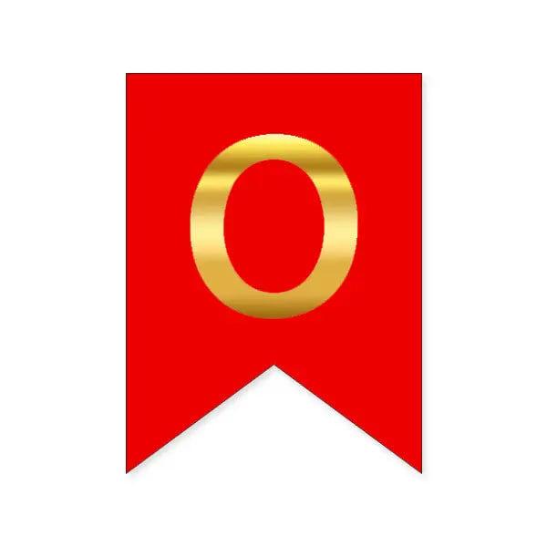 Літера О на прапорці 16*12 см для індивідуальних написів Червоний і золото
