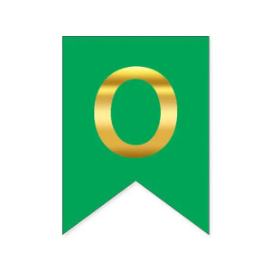 Літера О на прапорці 16*12 см для індивідуальних написів Зелений і золото