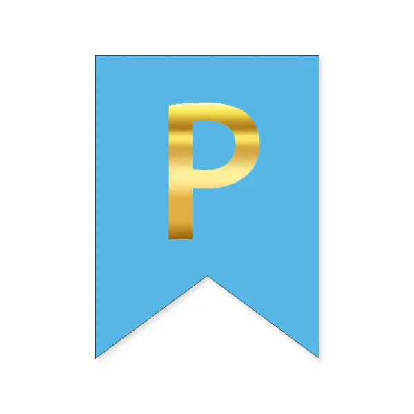 Літера Р на прапорці 16*12 см для індівідуальних написів Блакитний та золото