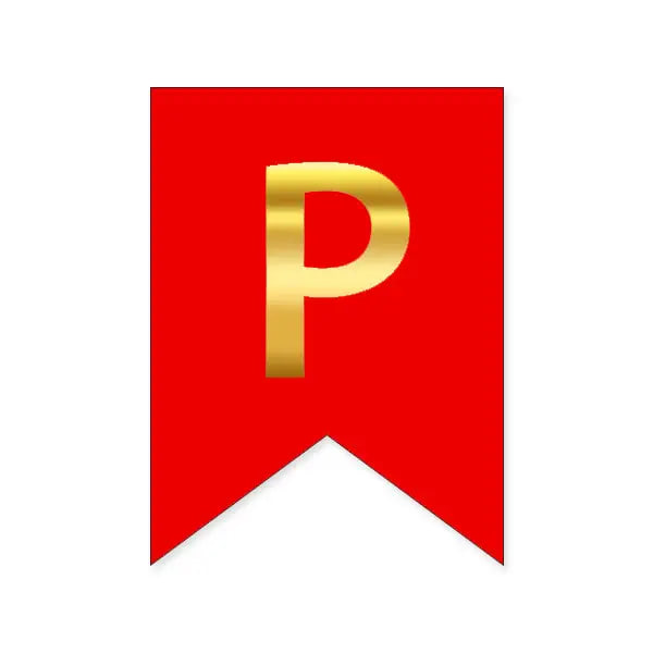 Літера Р на прапорці 16*12 см для індивідуальних написів Червоний і золото