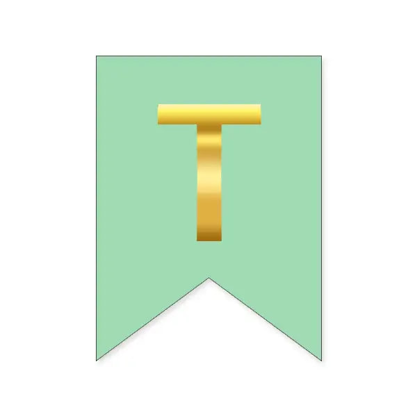 Літера Т на прапорці 16*12 см для індивідуальних написів М'ята та золото