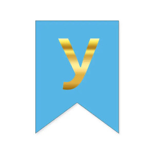 Літера У на прапорці 16*12 см для індівідуальних написів Блакитний та золото