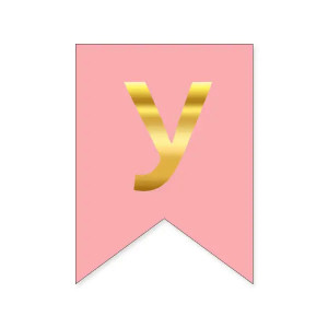 Літера У на прапорці 16*12 см для індівідуальних написів Рожевий та золото