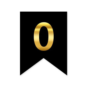 Цифра 0 на прапорці 6*12 см для індивідуальних написів Чорний і золото