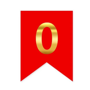 Цифра 0 на прапорці 6*12 см для індивідуальних написів Червоний і золото