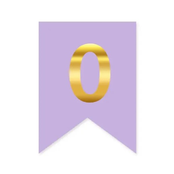 Цифра 0 на прапорці 6*12 см для індивідуальних написів Бузок і золото