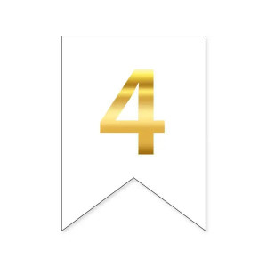 Цифра 4 на флажке 6*12 см для индивидуальных надписей Белый и золото