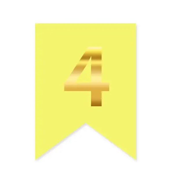 Цифра 4 на прапорці 6*12 см для індивідуальних написів Жовтий і золото