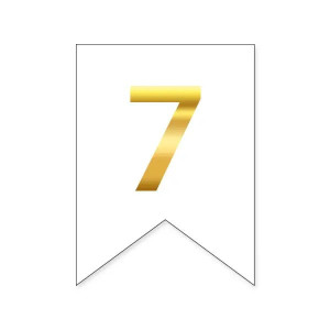 Цифра 7 на флажке 6*12 см для индивидуальных надписей Белый и золото