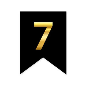 Цифра 7 на флажке 6*12 см для индивидуальных надписей Черный и золото 