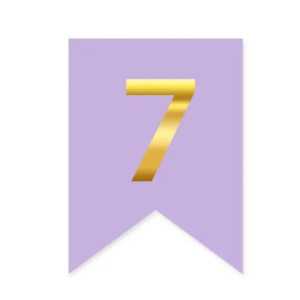 Цифра 7 на флажке 6*12 см для индивидуальных надписей Сирень и золото