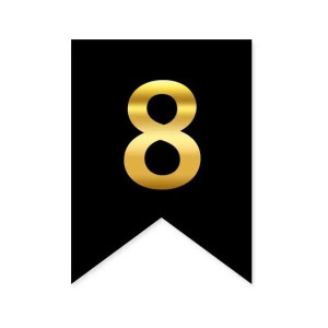 Цифра 8 на прапорці 6*12 см для індивідуальних написів Чорний і золото