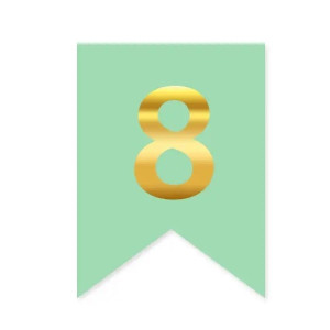 Цифра 8 на прапорці 6*12 см для індивідуальних написів М’ята і золото