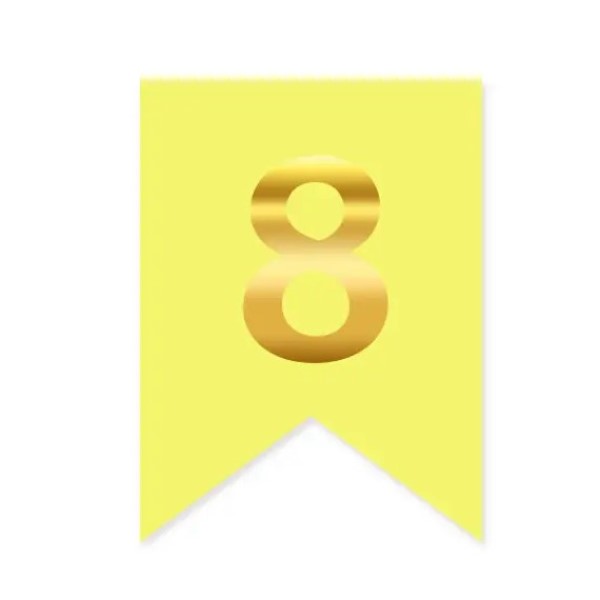 Цифра 8 на прапорці 6*12 см для індивідуальних написів Жовтий і золото