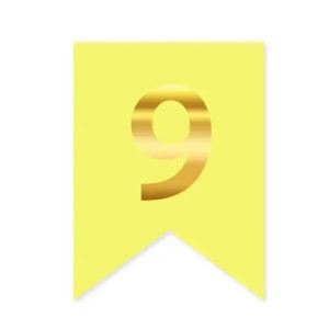 Цифра 9 на прапорці 6*12 см для індивідуальних написів Жовтий і золото