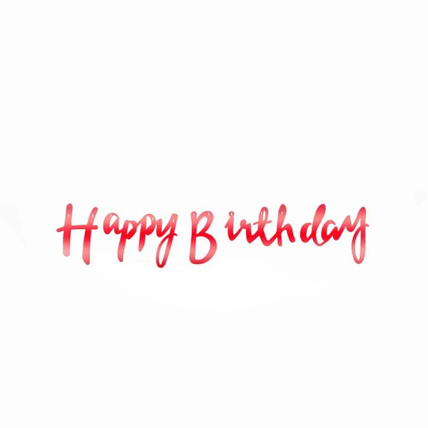 Надпись картонная Happy Birthday прописью Красный 1,5 метра