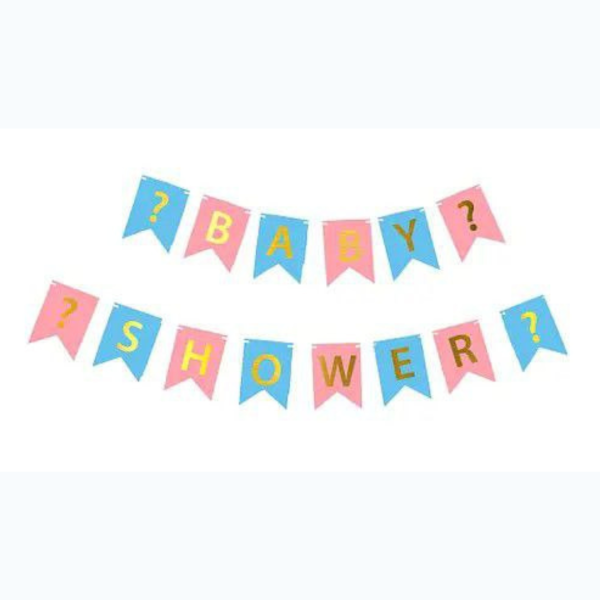 Напис картонний на прапорцях 16 см Baby shower для гендер пати Рожевий та блакитний
