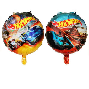 Куля фольгована кругла 18" 45 см з малюнком Машинки Hot Wheels Різнокольоровий