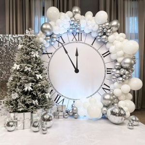 Набір 100 куль для арки фотозони на Новий рік За мить до півночі Срібло і білий