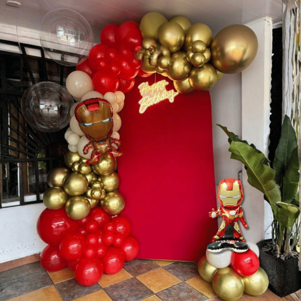 Набір 100 куль для арки фотозони Залізна Людина Герой у броні з баблс Червоний і золото