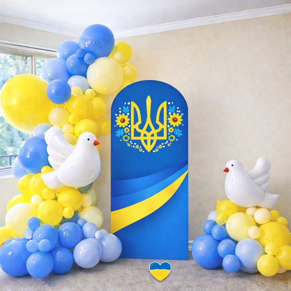 Набір 130 кульок для арки фотозони Небесна радість Україна Жовтий та блакитний