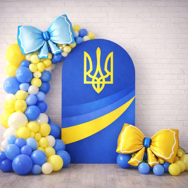 Набір 105 кульок для арки фотозони Українські бантики Синій та жовтий