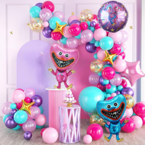 Набір 100 куль для арки фотозони Poppy Playtime Хагі Вагі Кісі Місі Фуксія та бірюза