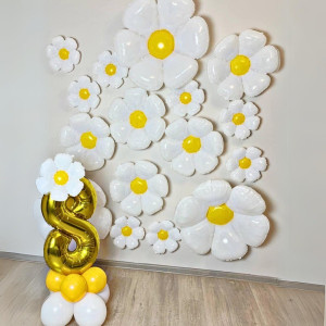 Набір 18 фольгованих куль для фотозони Ромашковий рай без цифри Білий