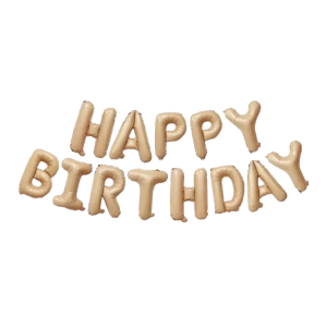 Куля фольгована напис надувний 40 см Happy Birthday Бежевий