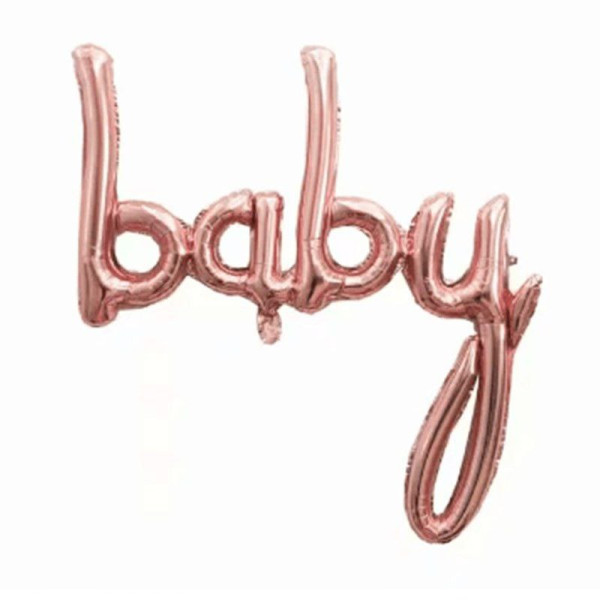 Куля фольгована напис надувний 80х105 см Baby Рожеве золото