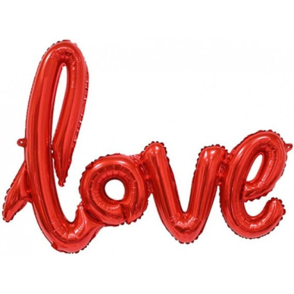 Куля фольгована напис надувний 50х34 см LOVE Червоний