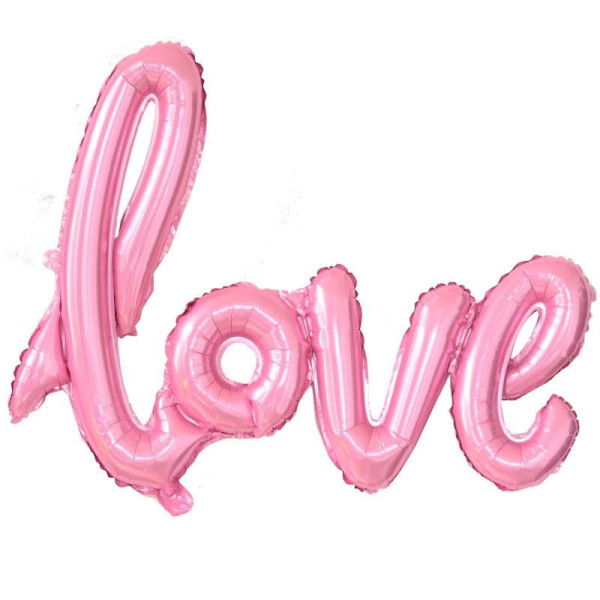 Куля фольгована напис надувний 50х34 см LOVE Рожевий