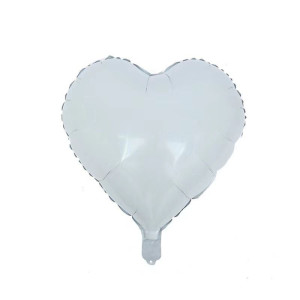 Куля фольгована Серце 10" 25 см Металік Білий