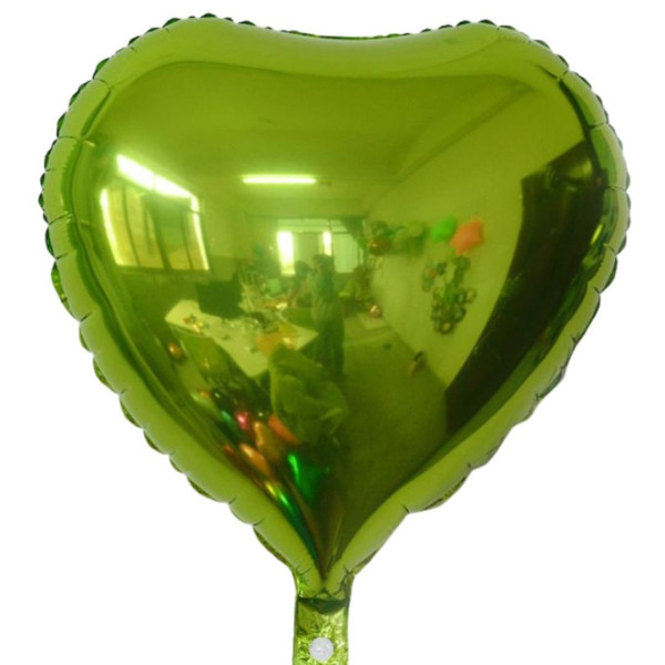 Куля фольгована Серце 18" 45 см Металік оливка