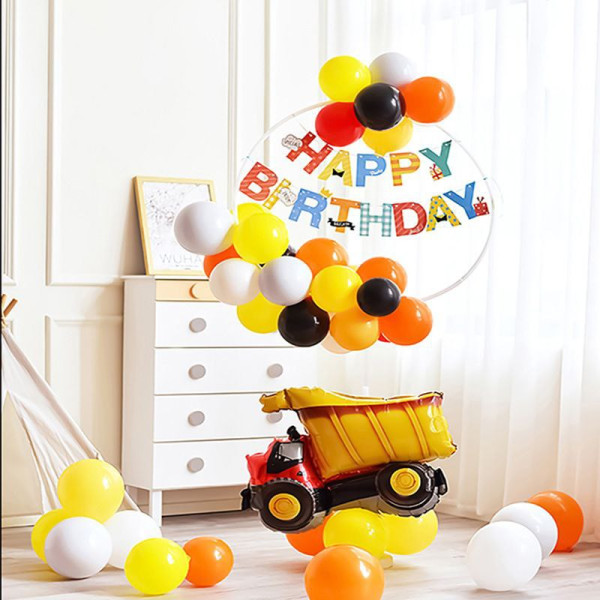 Набір повітряних куль з круглою стійкою та написом Happy Birthday Вантажівка Різнокольоровий