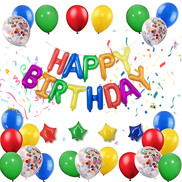 Набір 29 куль для фотозони Happy Birthday Кольоровий