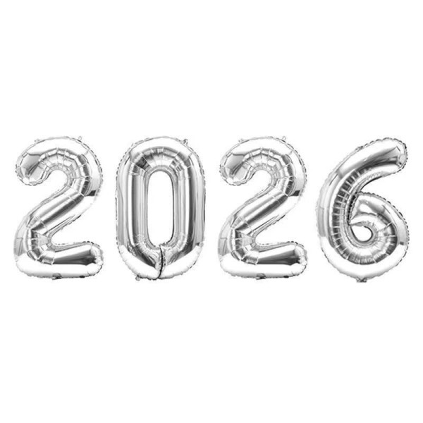 Набор цифр фольгированных 16" 40 см 2026 Серебро