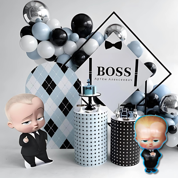 Набір 80 куль для арки фотозони Офіс Бебі Боса Baby Boss з дабл стафф Білий і блакитний