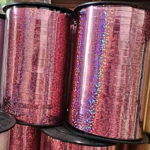 Стрічка декоративна голограма рожевий 250 м