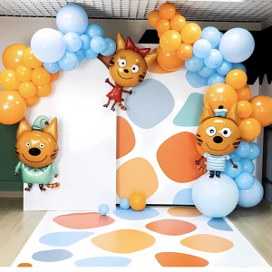 Набір 100 куль для арки фотозони Три кота Муркотливі пригоди Помаранчевий та блакитний