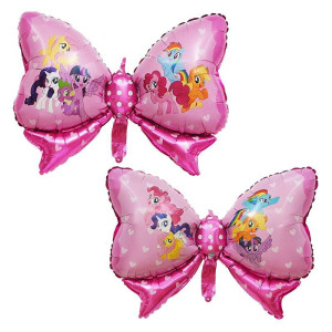 Куля фольгована фігурна 90х62 см Бант сердечки Мій маленький поні My Little Pony Рожевий